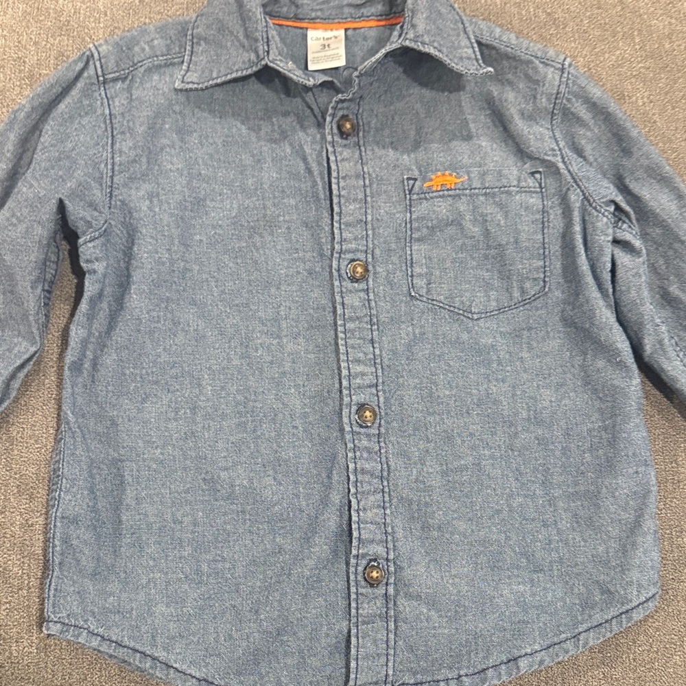 Carters 3T Blue Long Sleeve Button Down Shirt - Picture 4 of 5